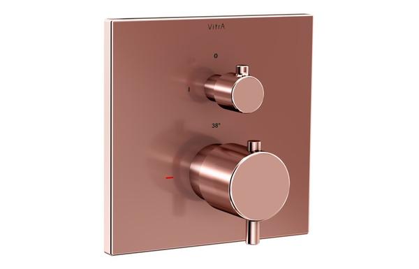 VitrA Root Square Integrated Thermostatic 1-Way Shower Mixer Valve - Soft Copper